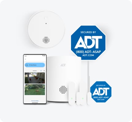 ADT Security Starter package consisting of ADT door/window sensors, ADT app, ADT hub , ADT motion sensor, ADT sign, ADT window sticker ADT Security Starter package consisting of ADT door/window sensors, ADT app, ADT hub , ADT motion sensor, ADT sign, ADT window sticker